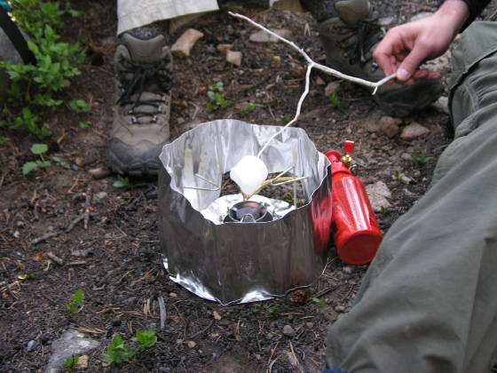 Making smores...with a backpacking stove