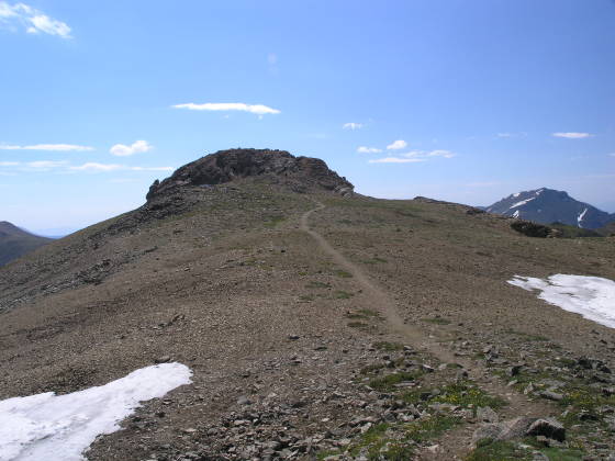 The summit block of Mt. Belford (Mt. Harvard on right)