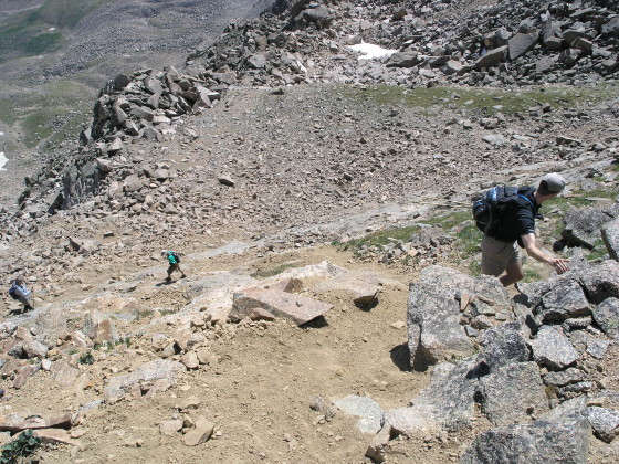 The steep section of slope around 13,500 ft