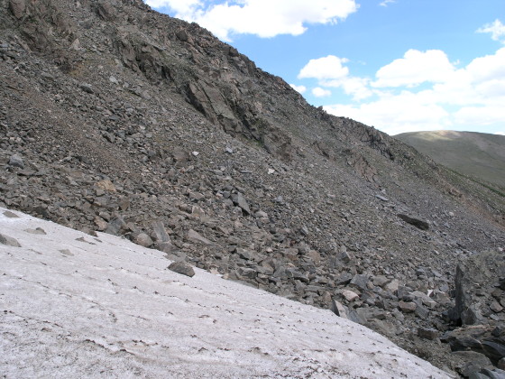 The loose slopes below Point 13,516