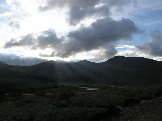 Mt. Bierstadt and the Sawtooth in partly cloudy (and cold) skies